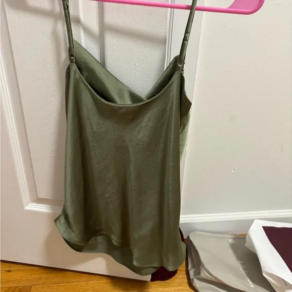 Olive Green Cowl Neck Tank Top - Picture 2 of 2